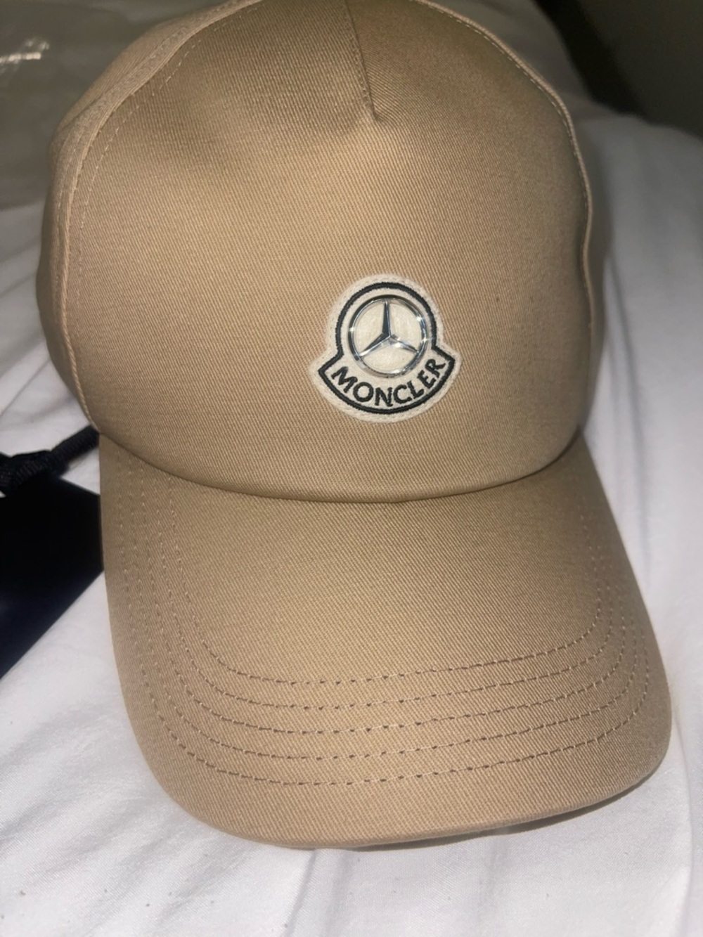 Moncler X Mercedes Benz Tan Baseball Cap with Circular Logo Patch